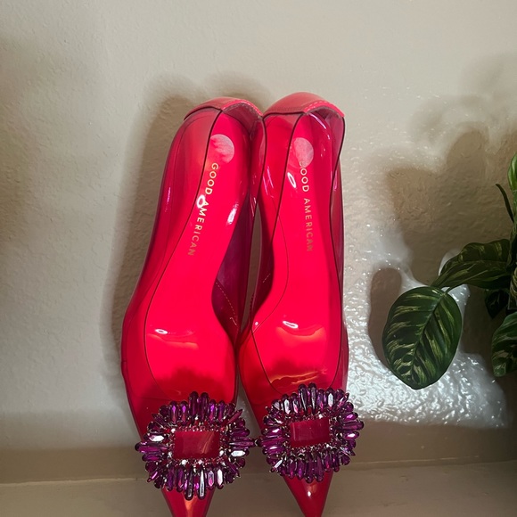 GOOD AMERICAN PINK Cinder-F*cking-Rella Jeweled Toe Pump Pink - Picture 6 of 6